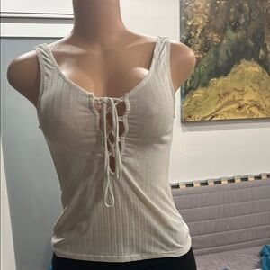 Stylish Lace-Up Ribbed Tank Top